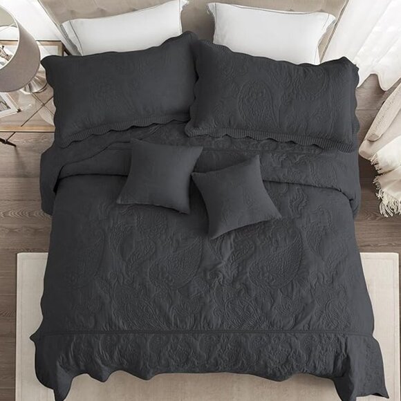 HZ & HY Oversized King Bedspread 128x120, 3 Piece Set, 100% Microfiber, Grey - Picture 1 of 11